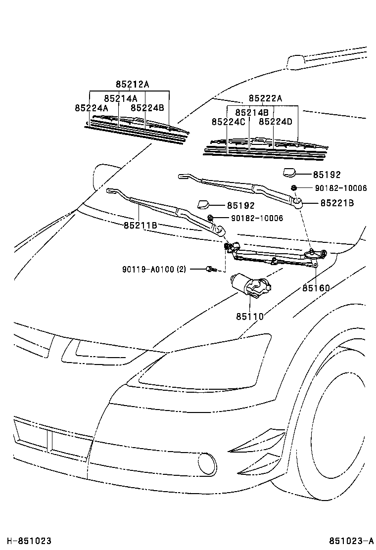 85214-01010 RUBBER, WIPER, LH product image