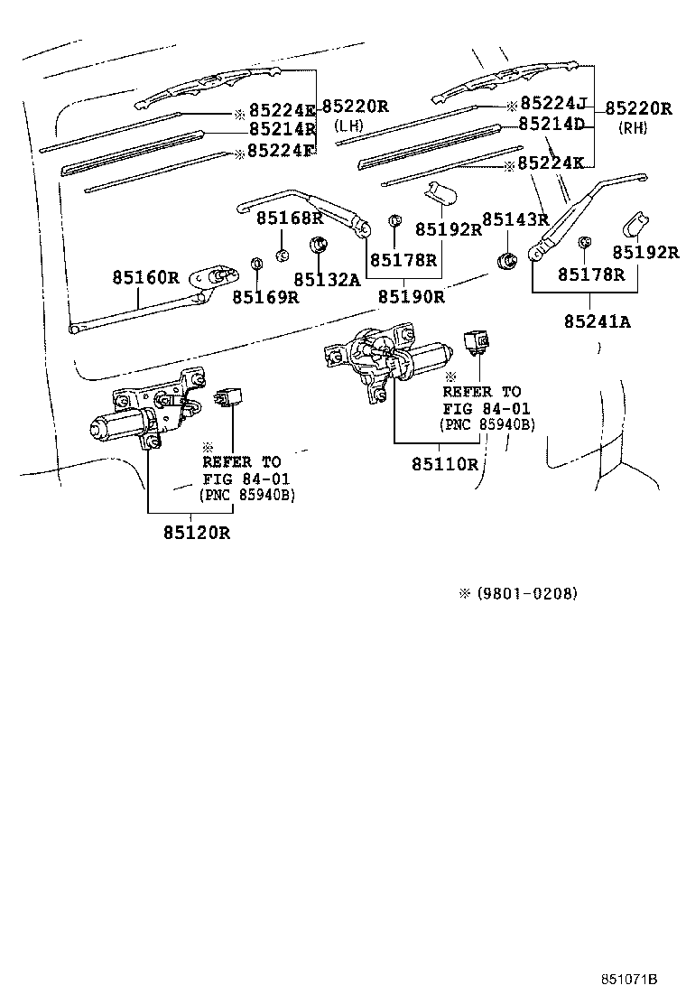 85080-0G010 MOTOR AND BRACKET ASSY, REAR WIPER product image