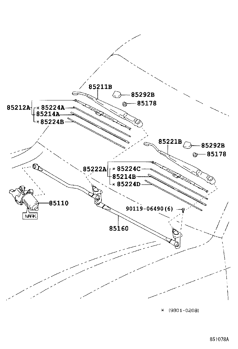 85214-30300 RUBBER, WIPER, RH product image