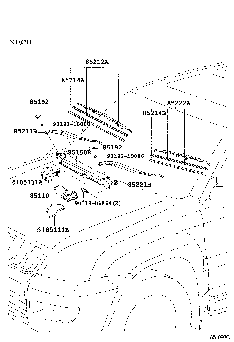 85212-60180 BLADE, FR WIPER, RH product image