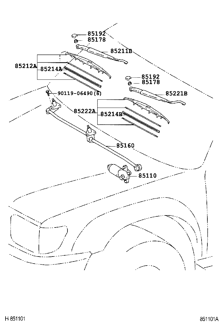 85214-04020 RUBBER, WIPER, RH product image