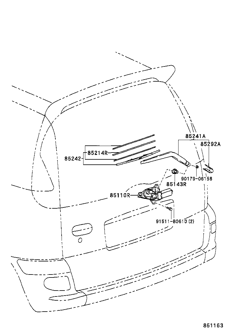 85214-10100 RUBBER, REAR WIPER product image