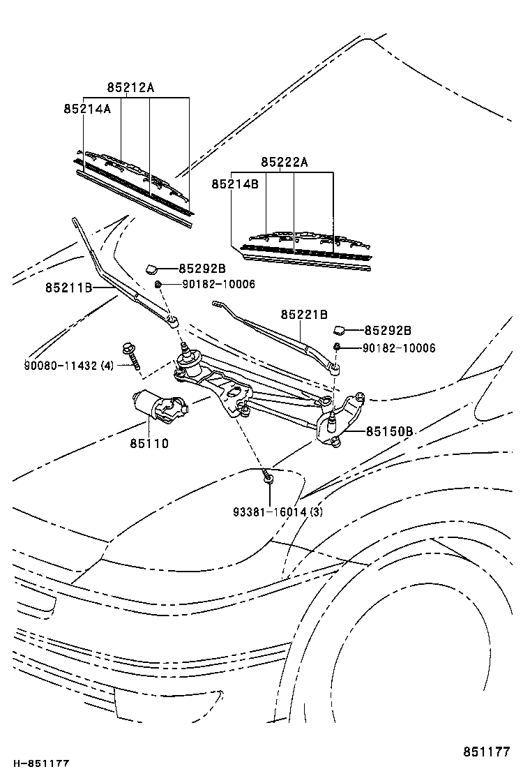 85221-AE010 ARM, FRONT WIPER, LH product image