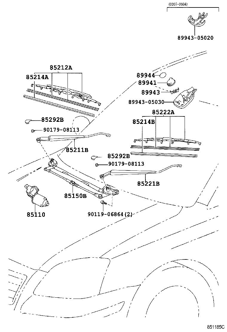 85214-05090 RUBBER, WIPER, RH product image