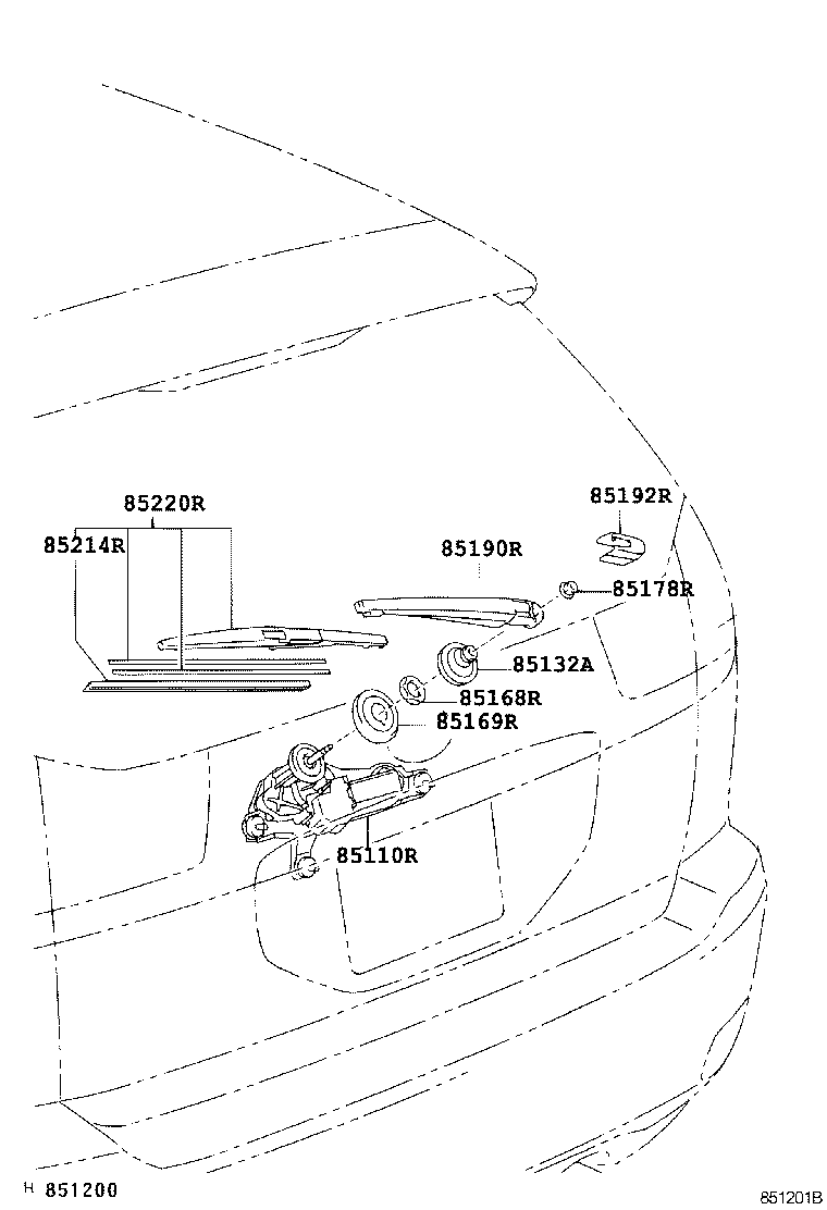 85241-48050 ARM ASSY, REAR WIPER product image