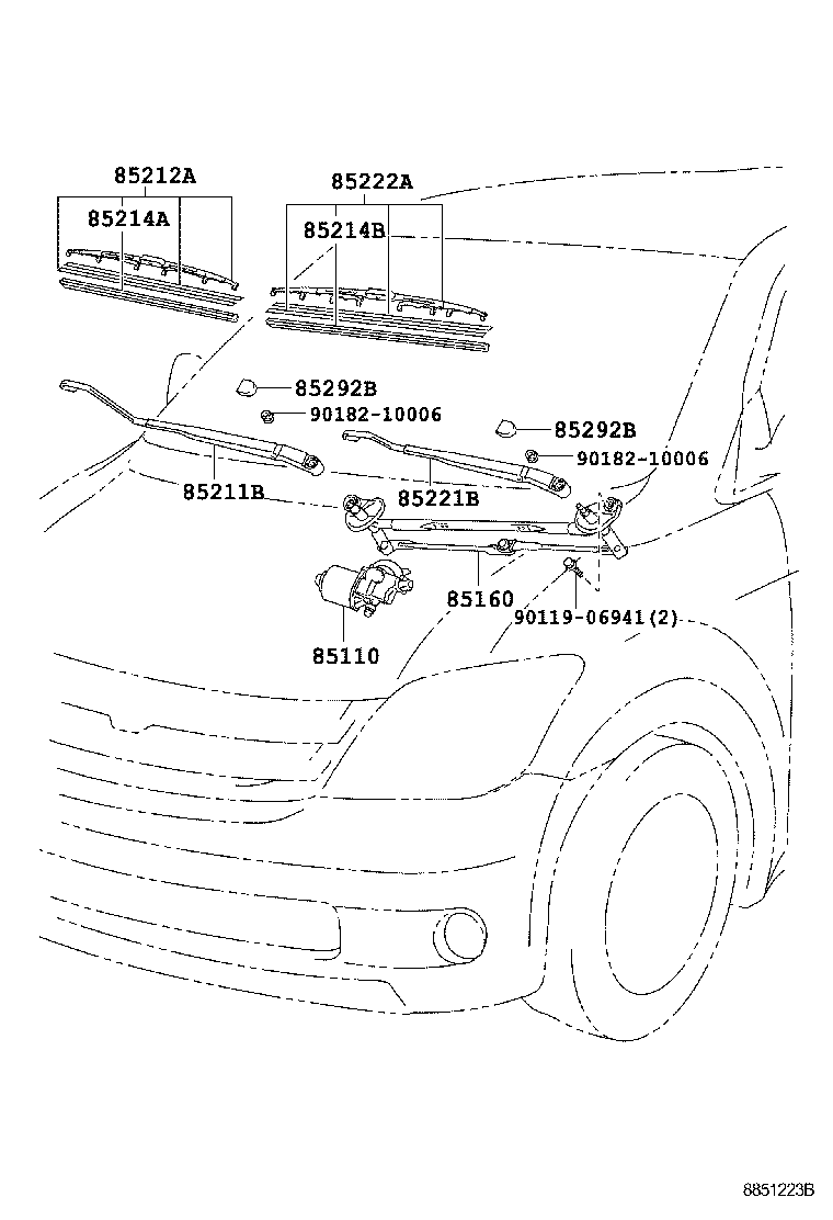 85221-52170 ARM, FRONT WIPER, LH product image