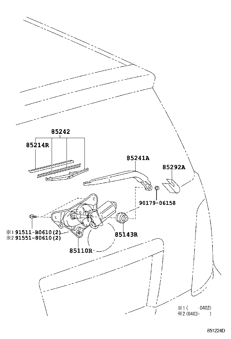 85130-52060 MOTOR ASSY, REAR WIPER product image