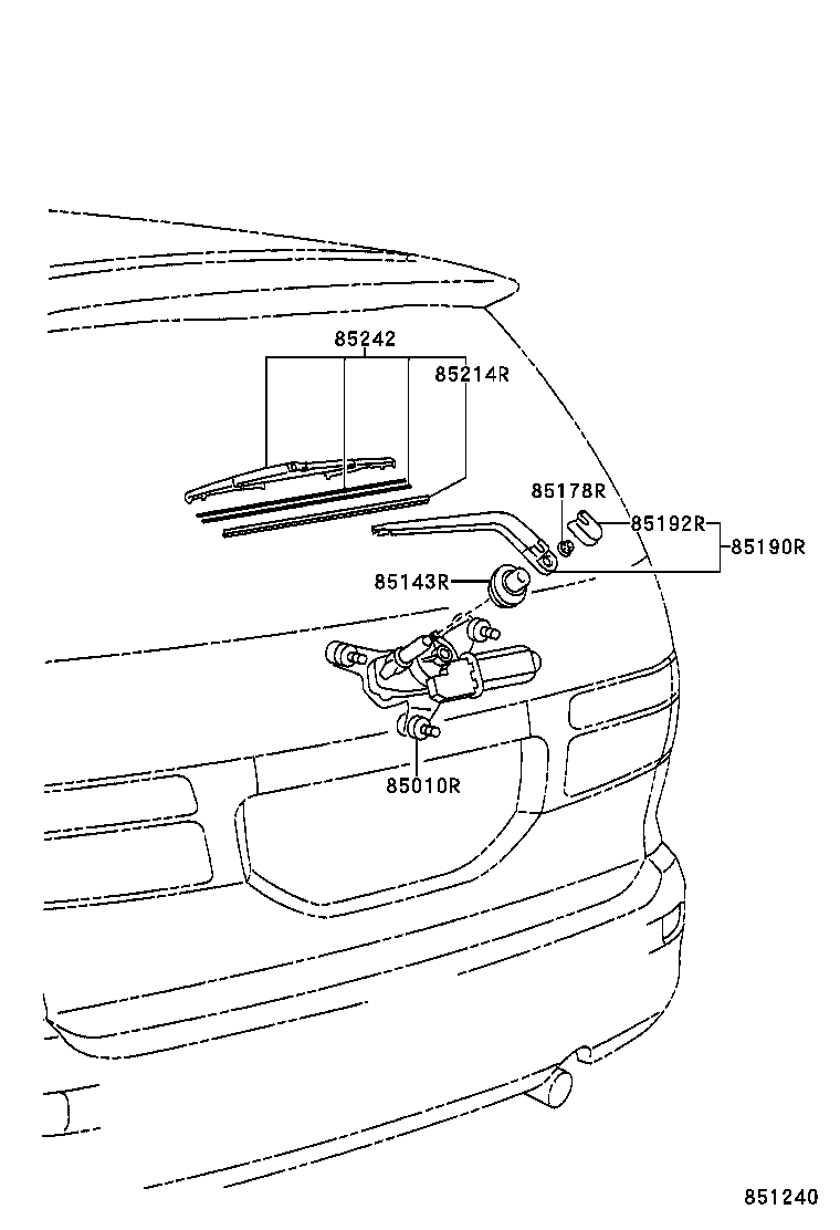 85020-28020 MOTOR & LINK ASSY, RR WIPER product image
