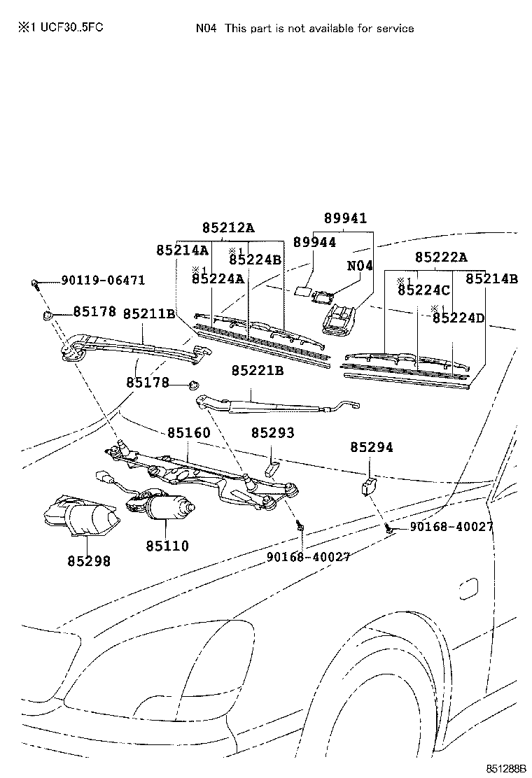 85214-50120 RUBBER, WIPER, RH product image