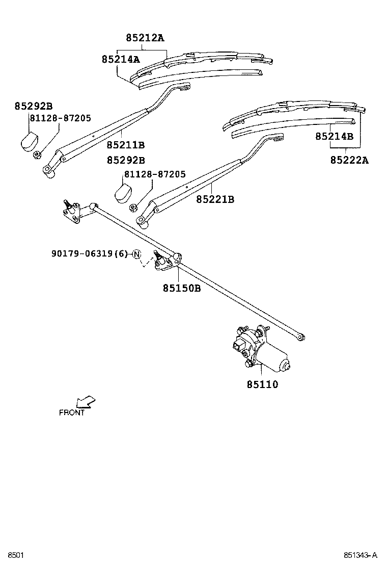 85214-BZ050 RUBBER, WIPER, RH product image