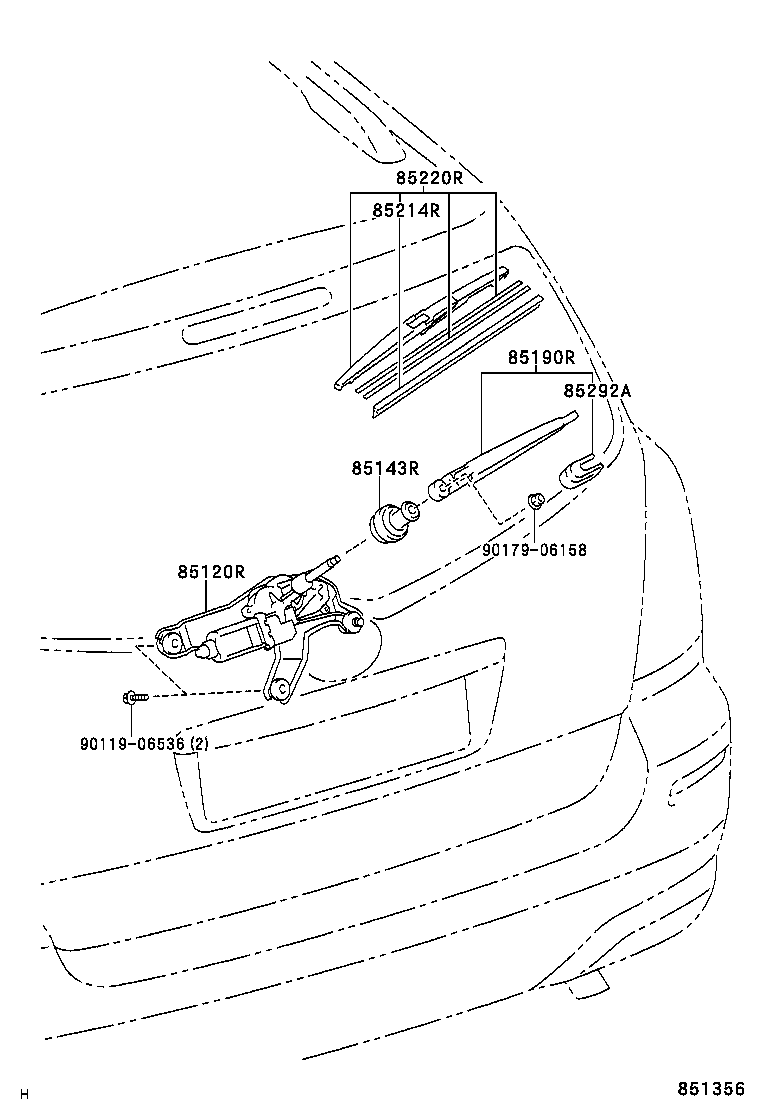 85130-0F010 MOTOR AND BRACKET ASSY, REAR WIPER product image