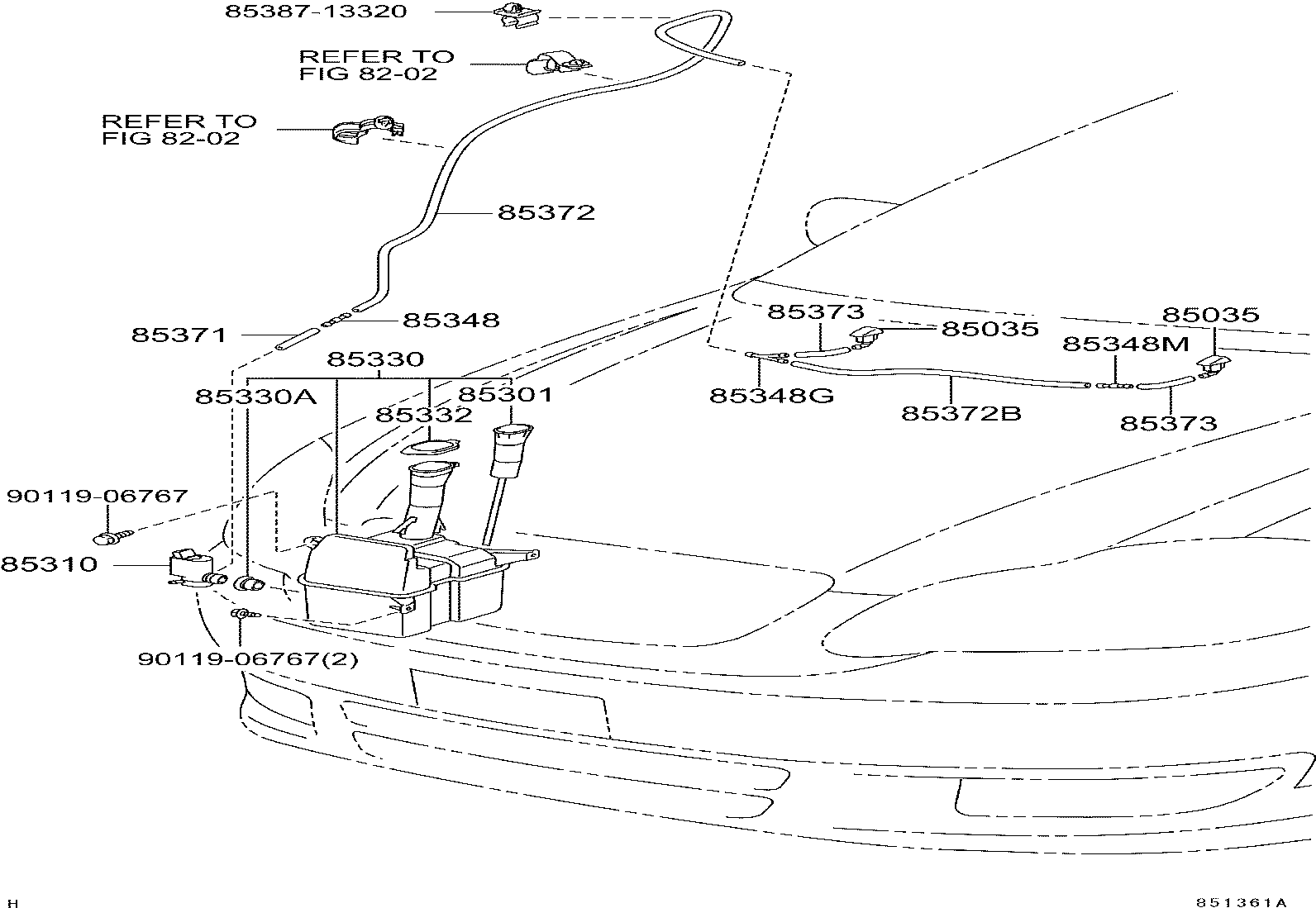 85381-12280 NOZZLE SUB-ASSY, WASHER product image