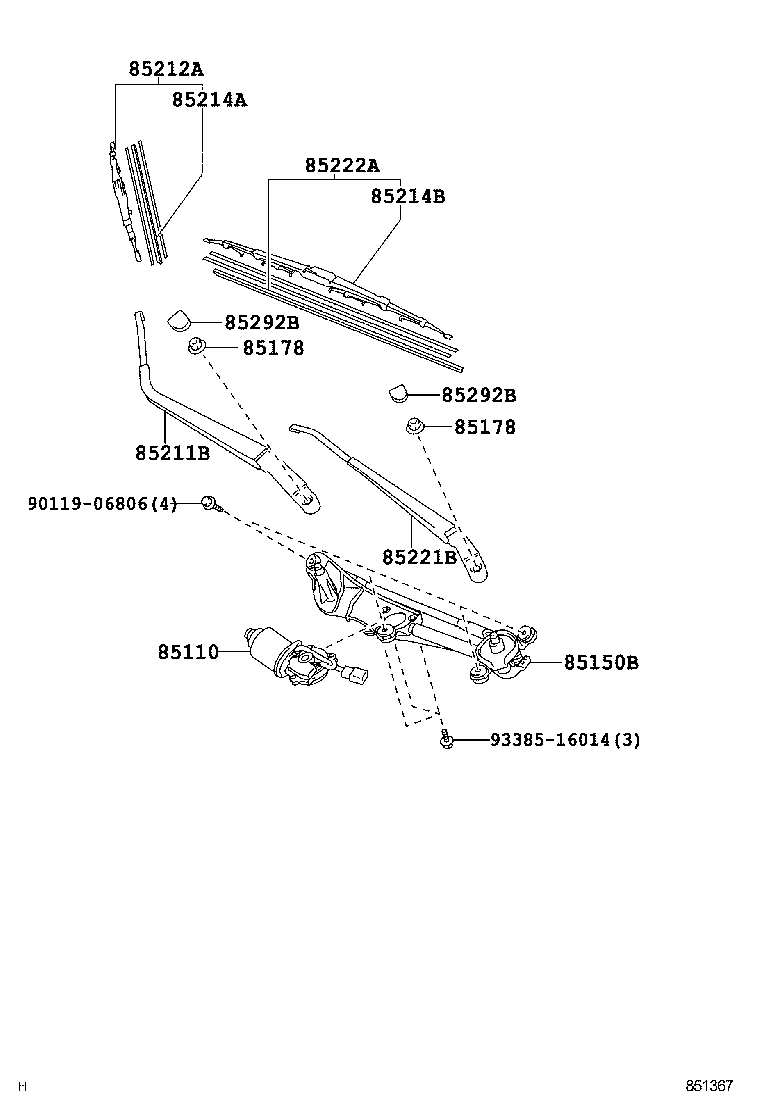 85150-21060 LINK ASSY, WIPER product image