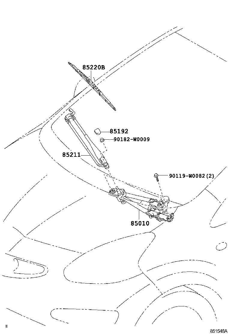 85010-0H010 MOTOR & LINK ASSY, FR WIPER product image