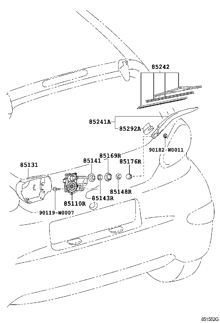 85133-0H010 NUT, W/WASHER PACKING, REAR WIPER LINK PIVOT product image