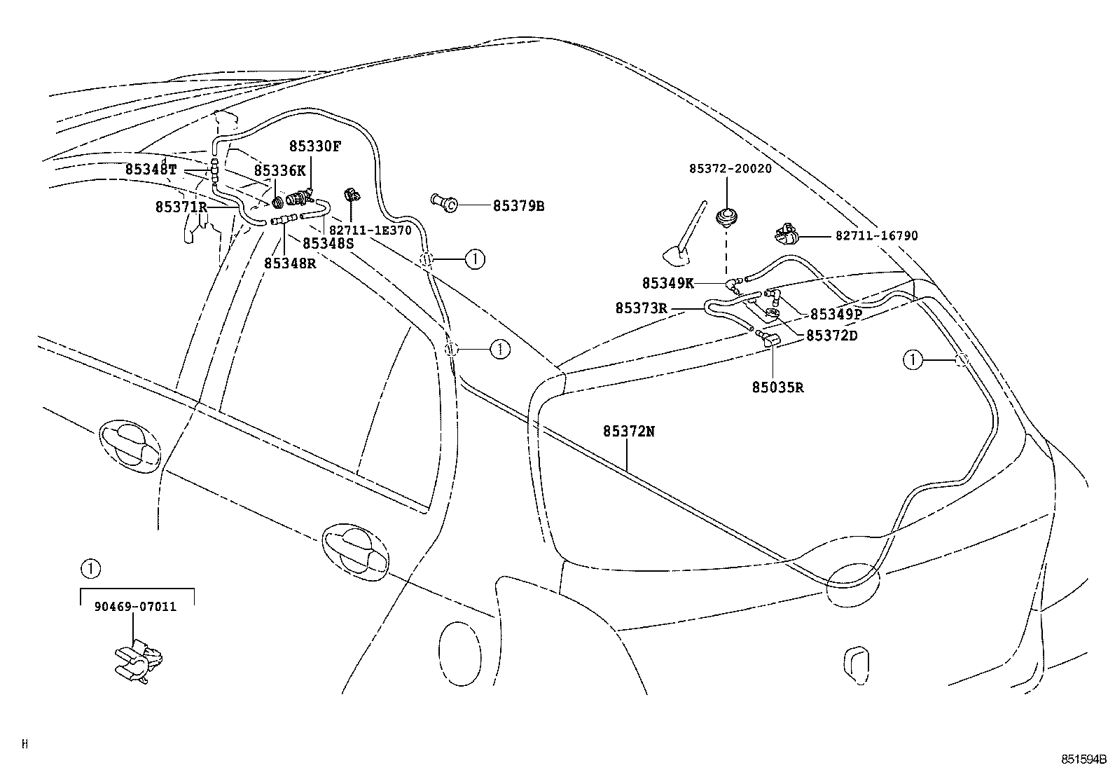 85372-20040 GROMMET, REAR WASHER HOSE product image