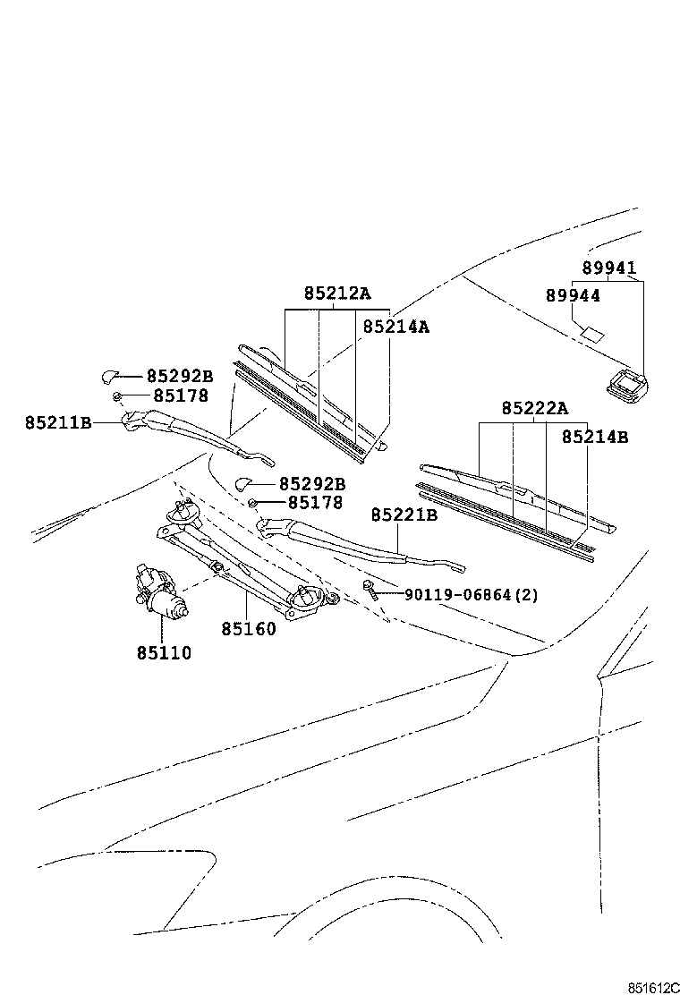 85212-53070 BLADE, FR WIPER, RH product image