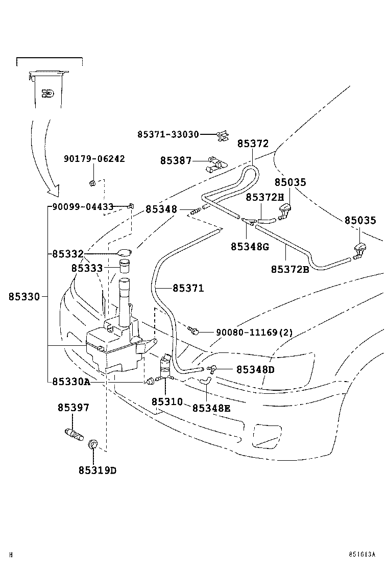85374-AA020 HOSE, WINDSHIELD WASHER (FROM JOINT TO JOINT), NO.3 product image