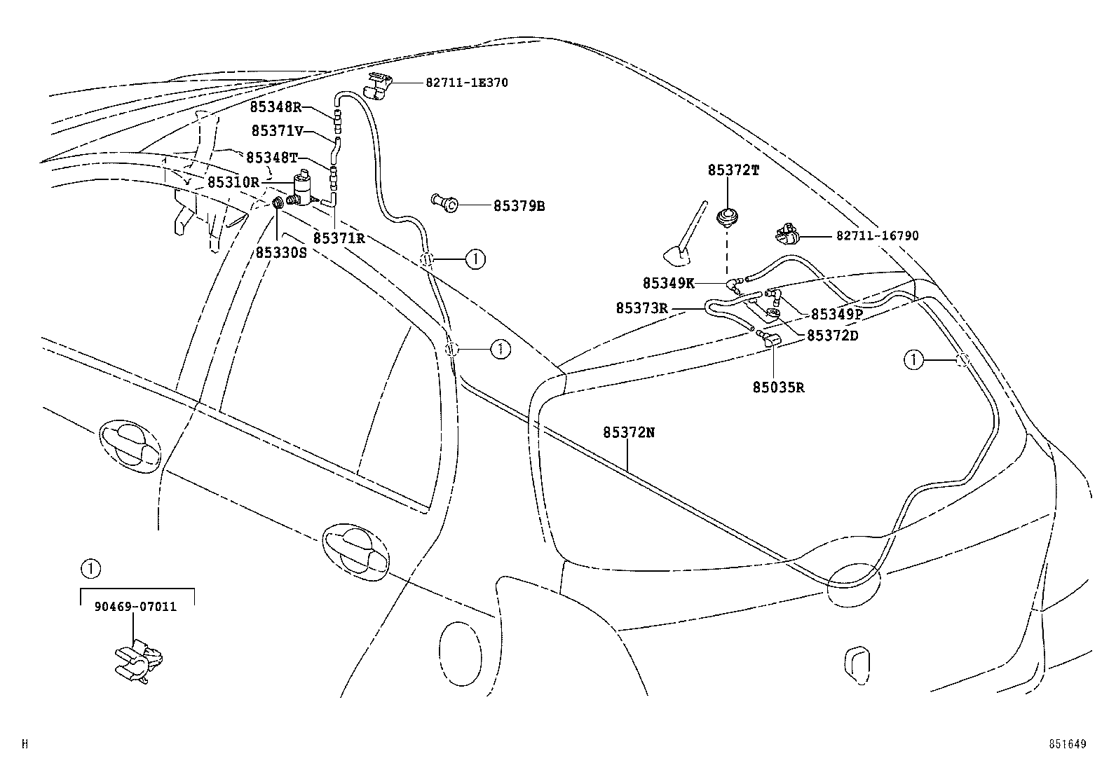 85373-0D021 GROMMET, REAR WASHER HOSE product image