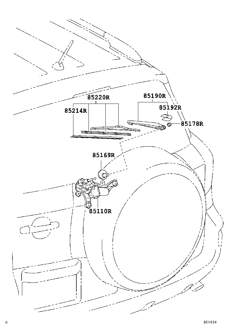 85130-42060 MOTOR ASSY, REAR WIPER product image