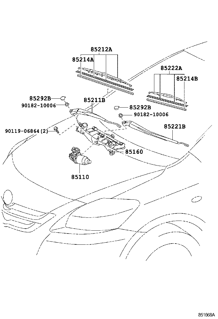 85211-52270 ARM, FRONT WIPER, RH product image