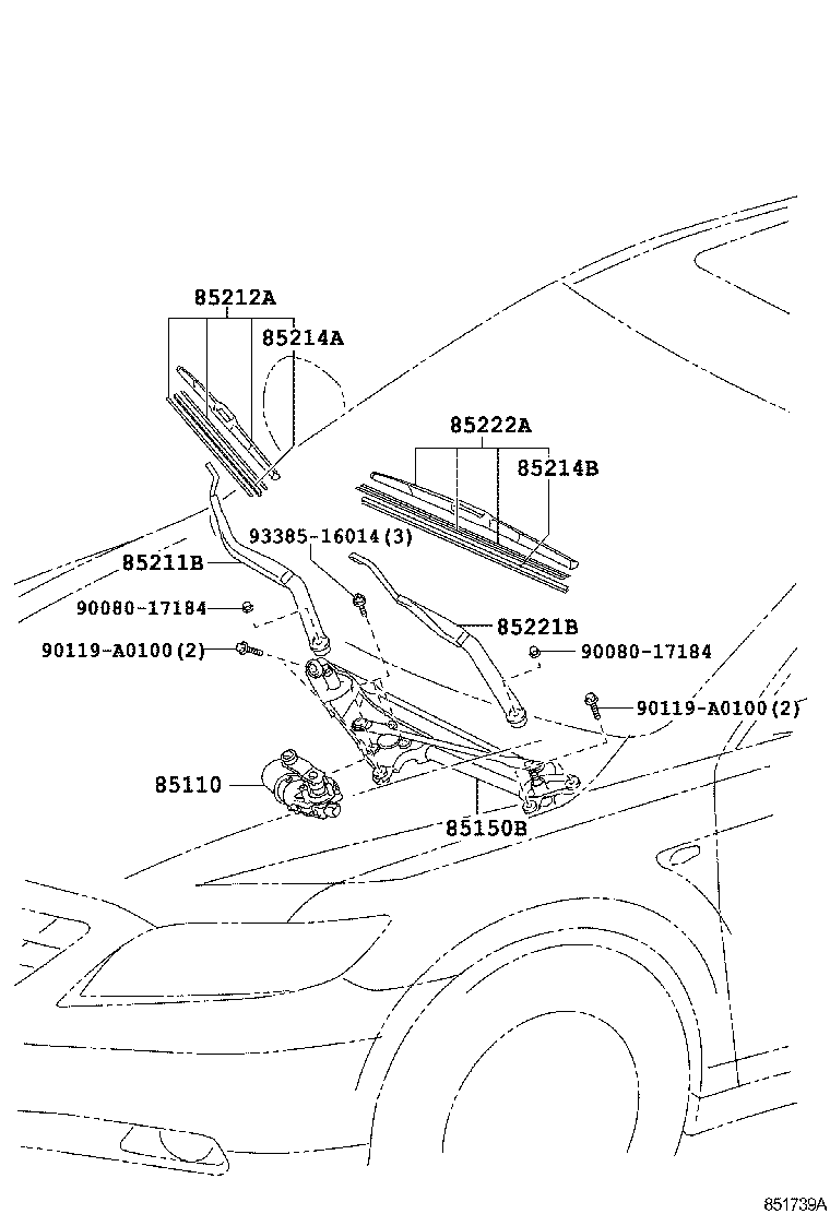 85214-06140 RUBBER, WIPER, LH product image