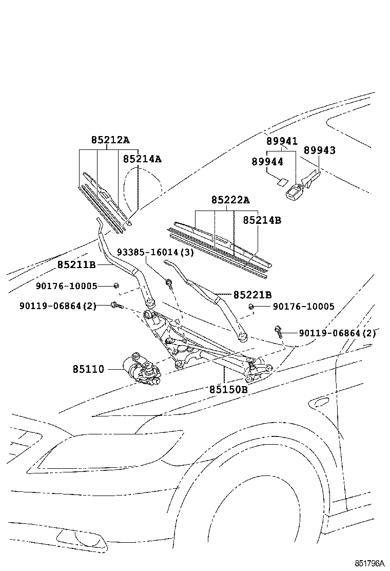 85214-06110 RUBBER, WIPER, RH product image