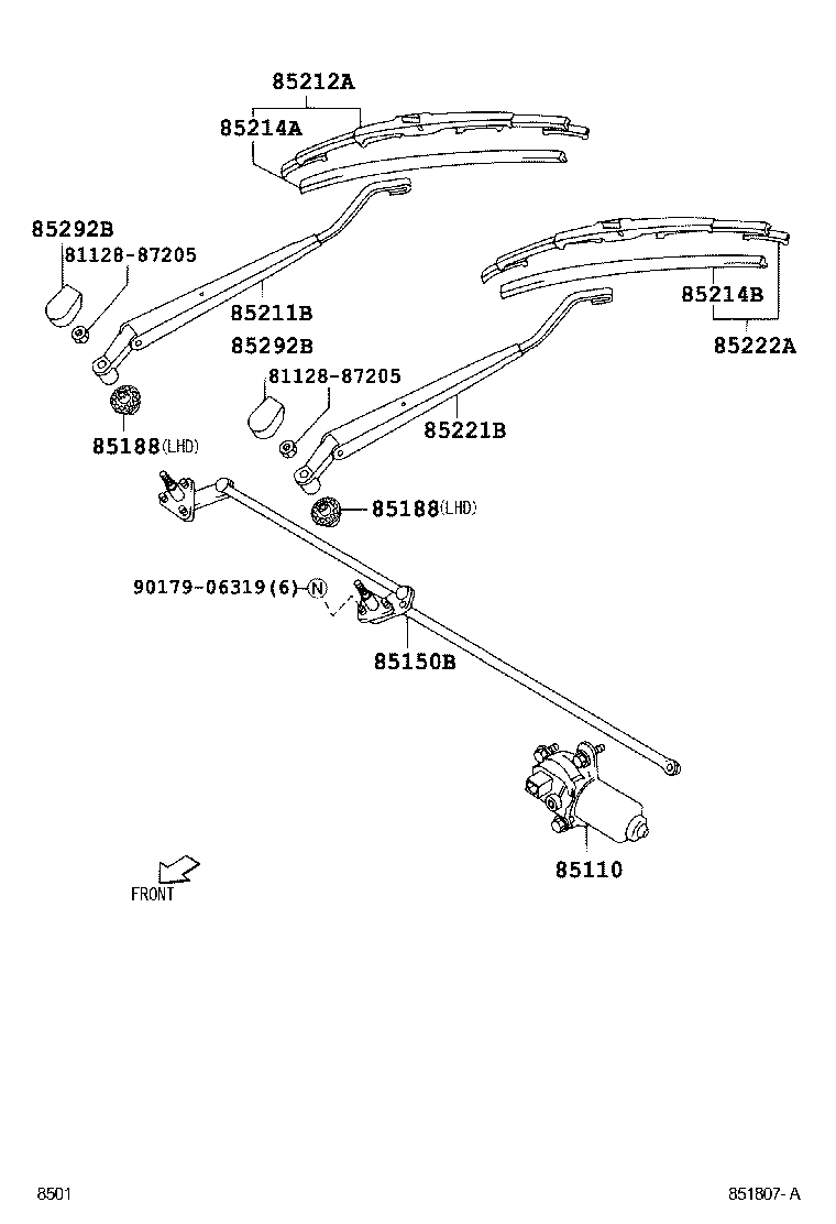 85214-BZ050 RUBBER, WIPER, RH product image