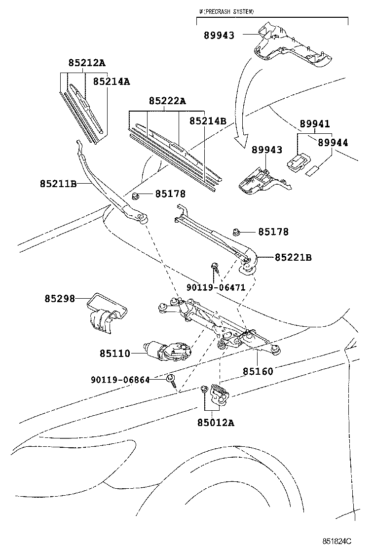 85212-50100 BLADE, FR WIPER, RH product image