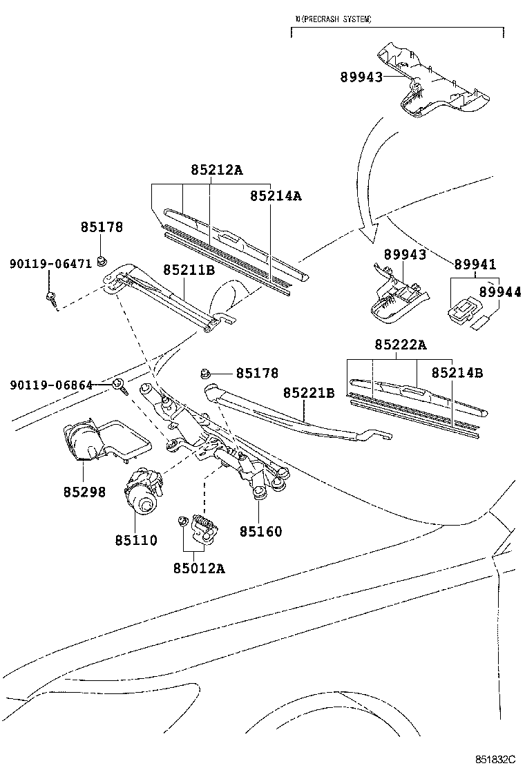 85212-50100 BLADE, FR WIPER, RH product image