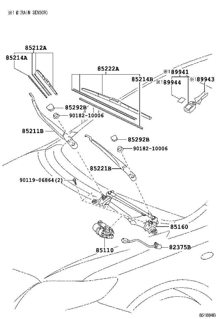 85214-68020 RUBBER, WIPER, RH product image