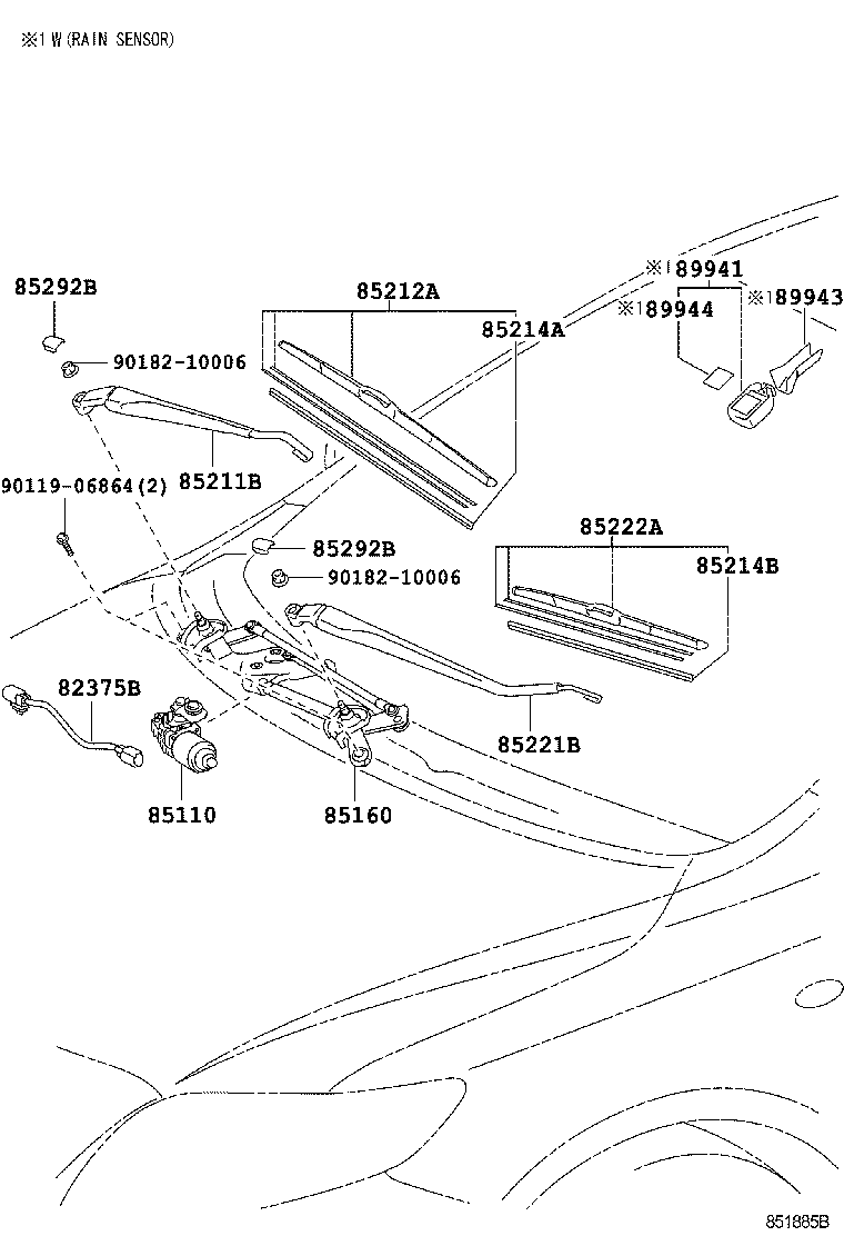 85214-68020 RUBBER, WIPER, RH product image