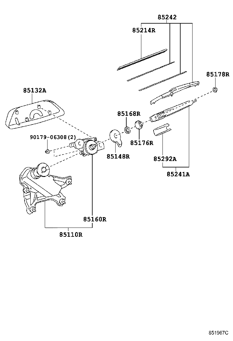 85130-48040 MOTOR ASSY, REAR WIPER product image