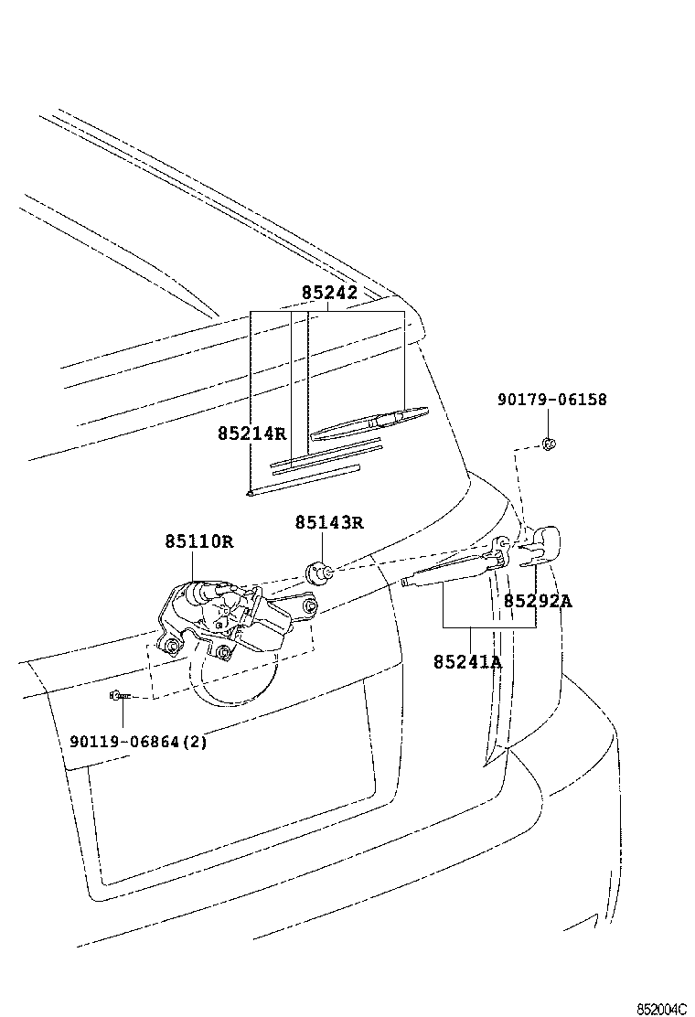 85292-52050 CAP, REAR WIPER ARM HEAD product image