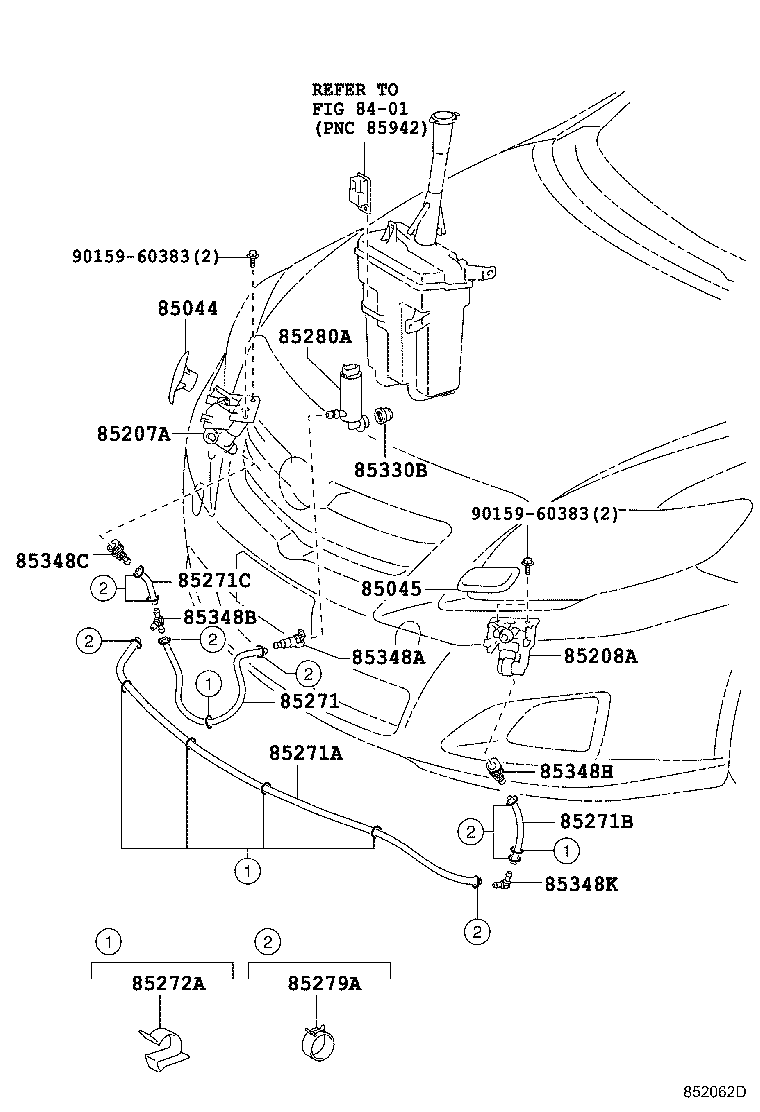 85280-0W040 MOTOR AND PUMP ASSY, HEADLAMP CLEANER product image