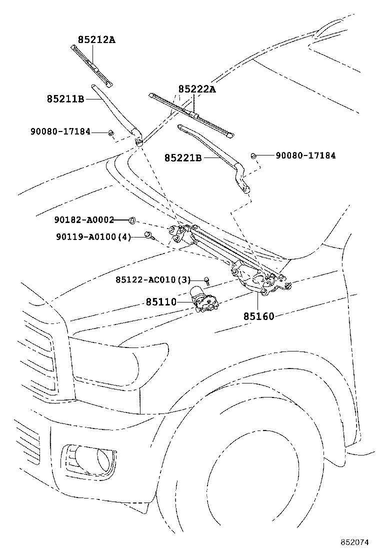 85212-0C021 BLADE, FR WIPER, RH product image