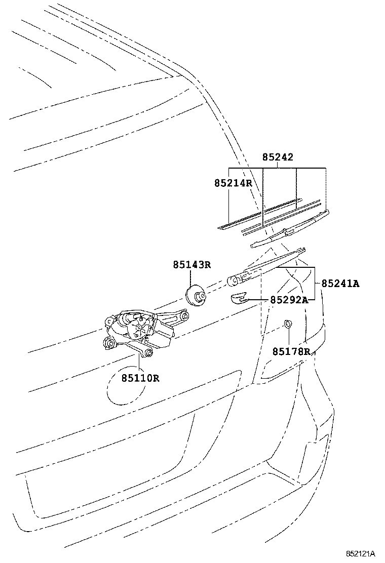 85130-0G051 MOTOR ASSY, REAR WIPER product image