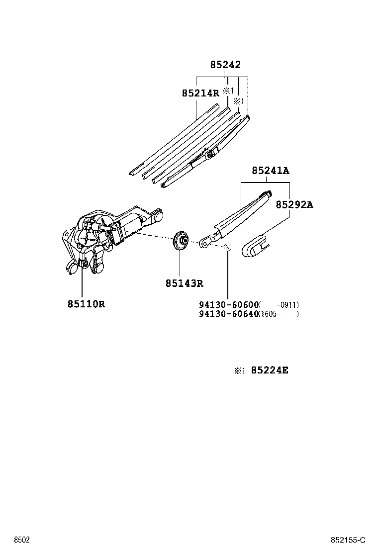 85243-87401 RUBBER, REAR WIPER product image