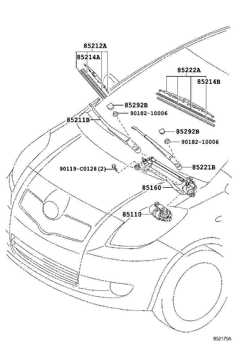 85214-02180 RUBBER, WIPER, LH product image