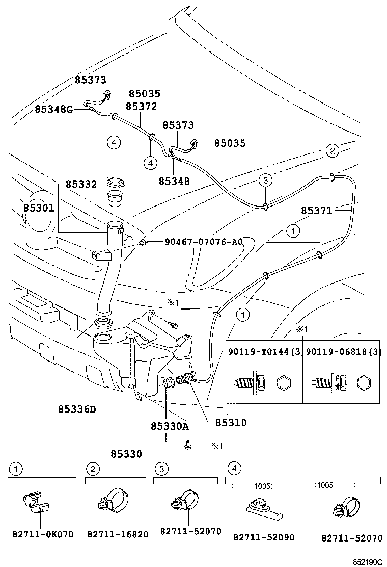 85336-0K010 PACKING, WINDSHIELD WASHER JAR product image
