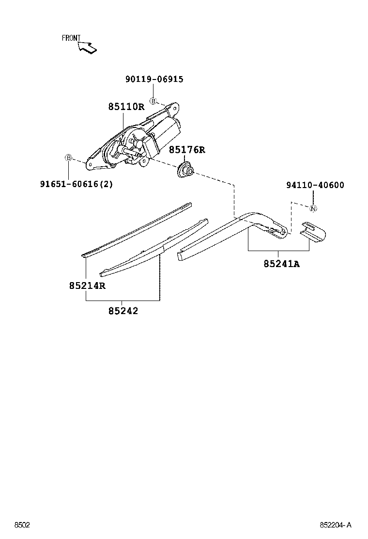 85130-BZ010 MOTOR ASSY, REAR WIPER product image