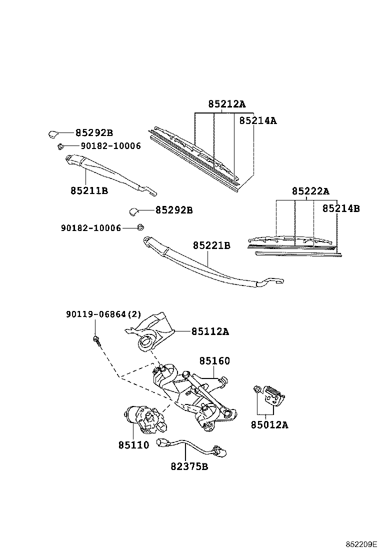 85110-28230 MOTOR ASSY, WINDSHIELD WIPER product image