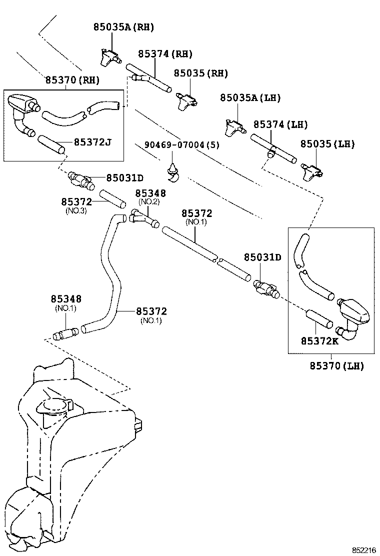 85330-28070 MOTOR AND PUMP ASSY, WINDSHIELD WASHER product image
