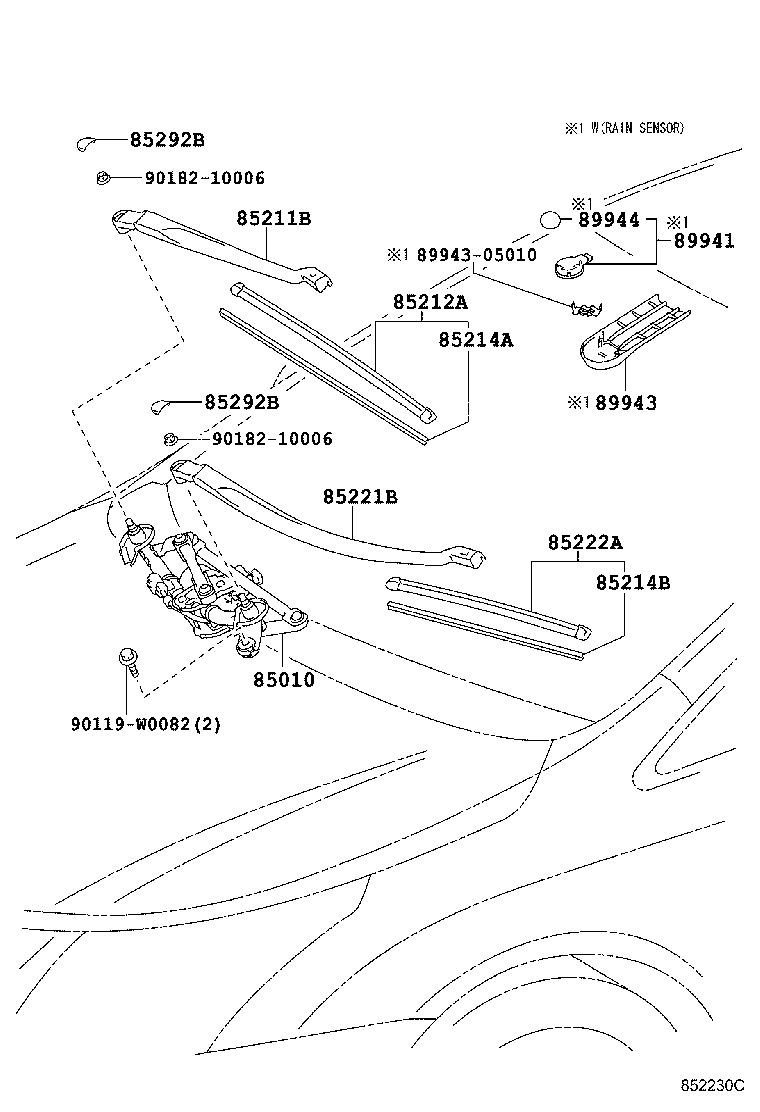 85214-05140 RUBBER, WIPER, RH product image