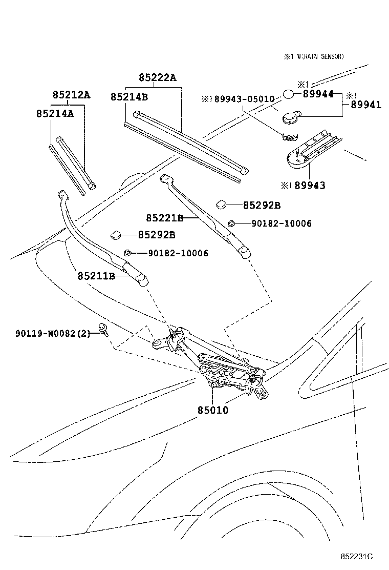 85214-05140 RUBBER, WIPER, RH product image