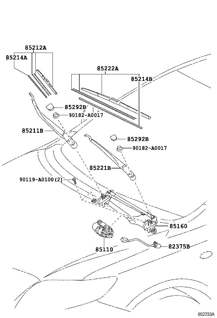 85212-02230 BLADE, FR WIPER, RH product image