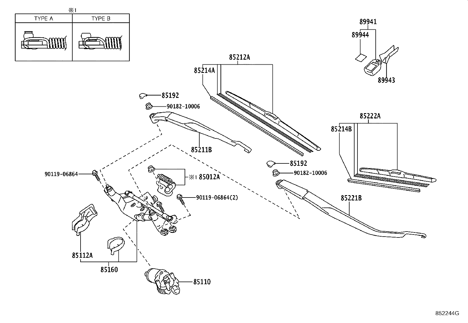 85211-58040 ARM, FRONT WIPER, RH product image