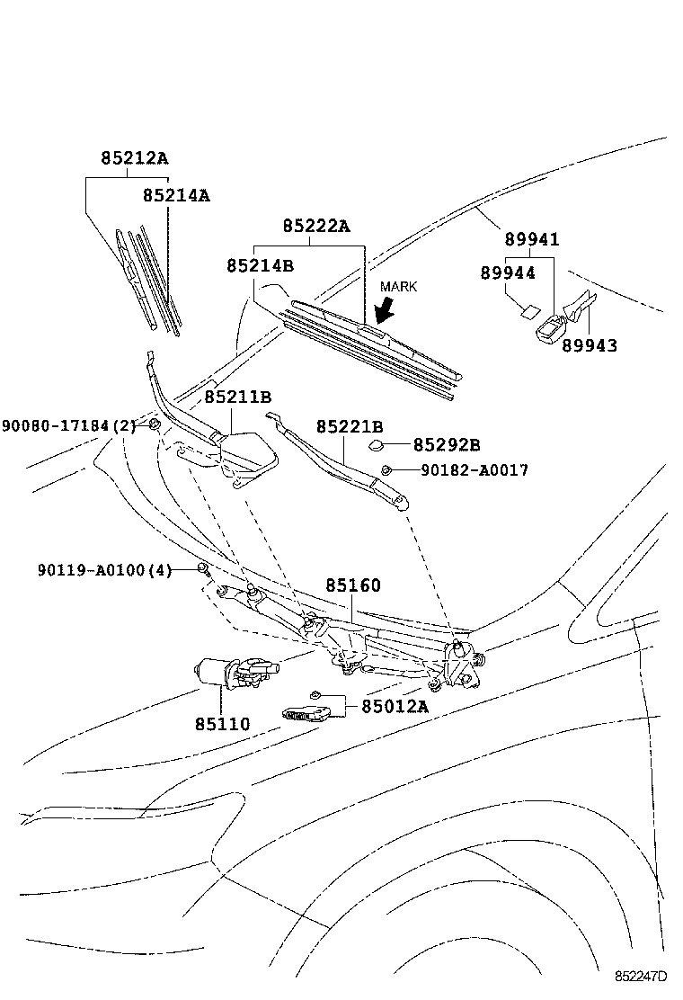 85214-0E030 RUBBER, WIPER, RH product image