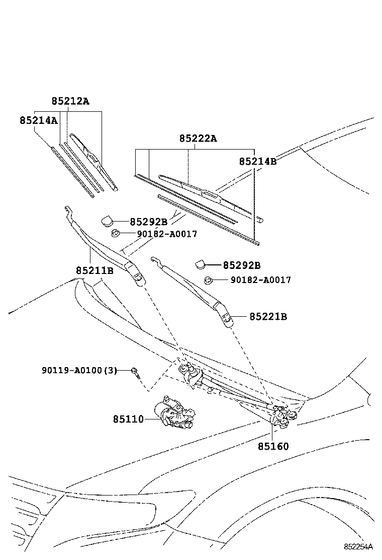 85214-0T040 RUBBER, WIPER, RH product image