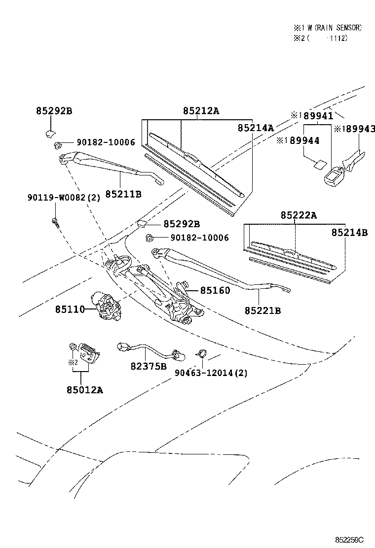 85212-02190 BLADE, FR WIPER, RH product image